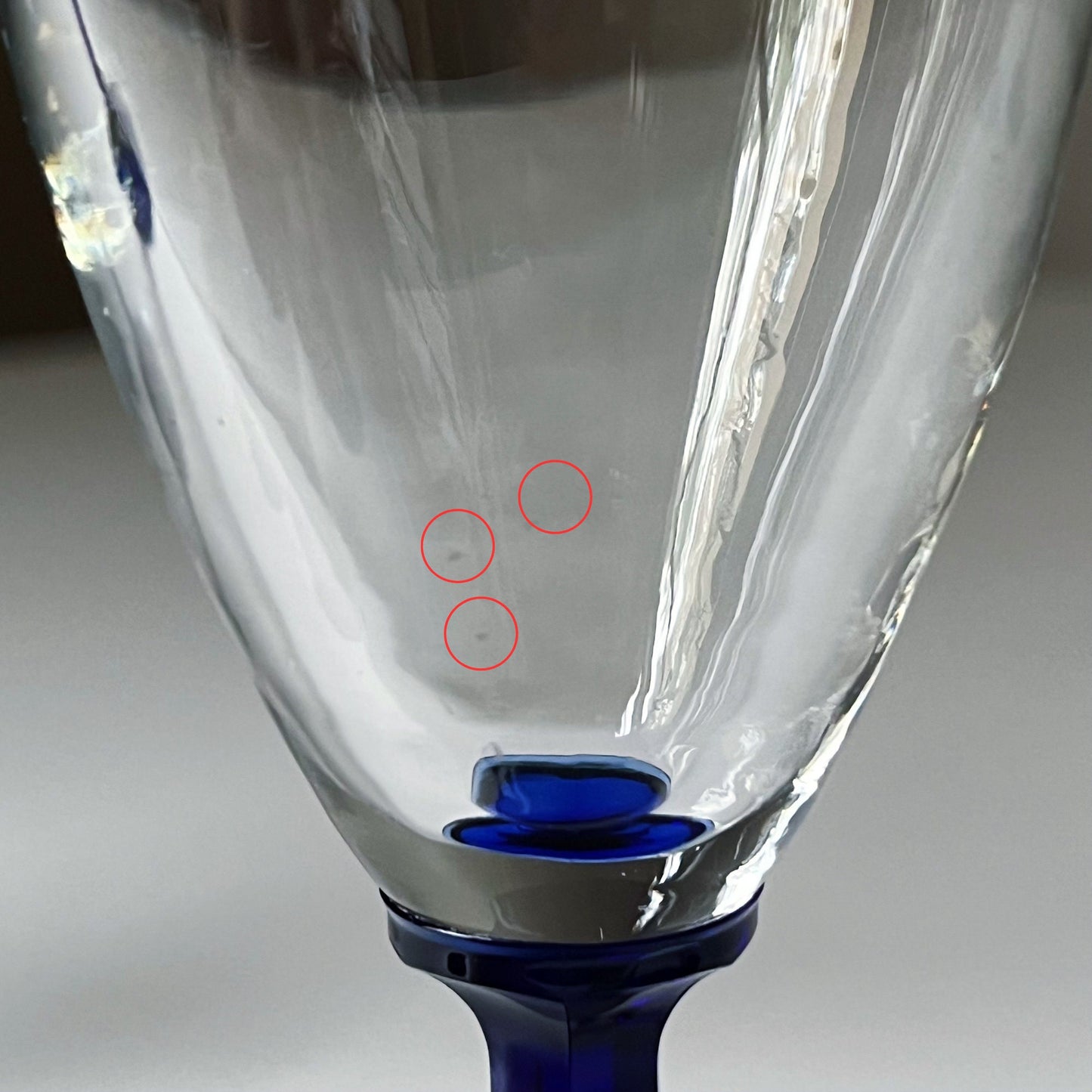 French Cobalt Blue Crystal Champagne Flutes