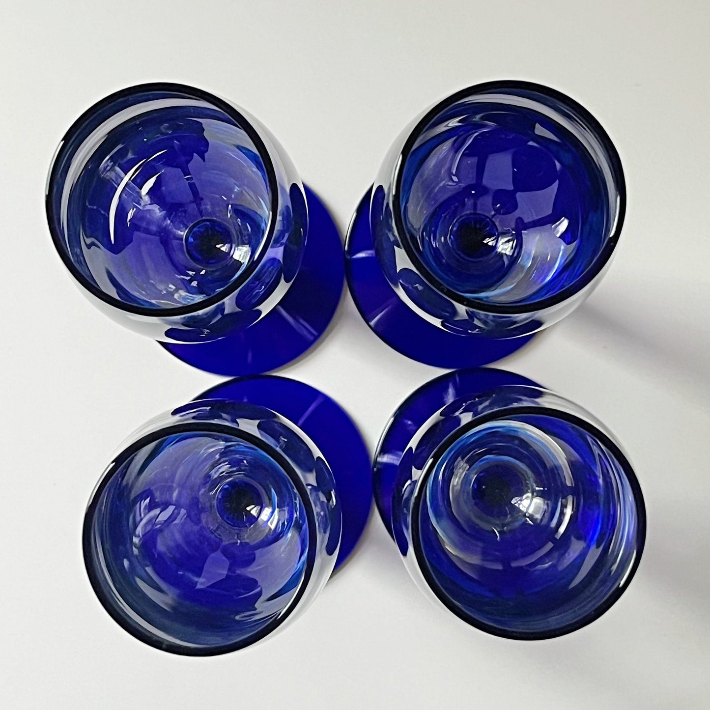 French Cobalt Blue Crystal Champagne Flutes