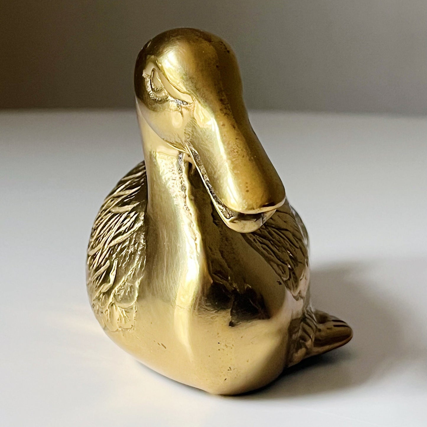 Solid Brass Duck Shaped Sculpture