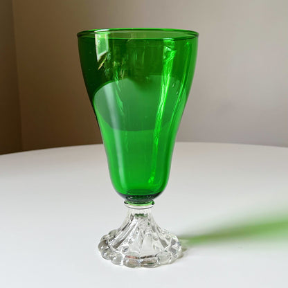 Forest Green Goblets with Clear Pedestal Base