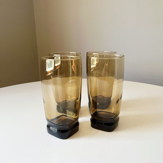 Carrington Style Smoked Glass Tumblers with Heavy Bottom