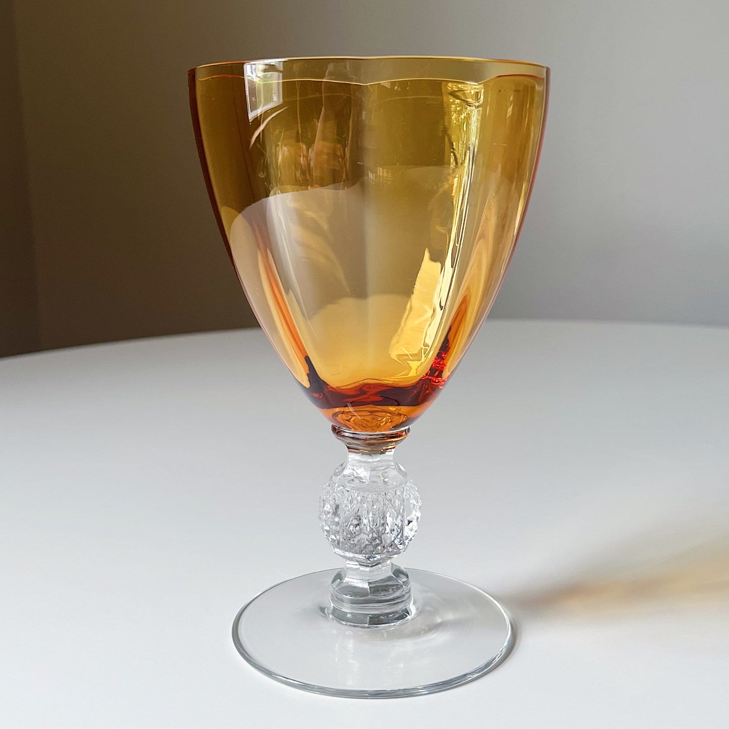 Aurora Amber Glass Goblets by Cambridge