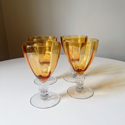 Aurora Amber Glass Goblets by Cambridge