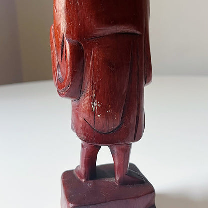 Japanese Hand Carved Wood Figurine of a Farmer