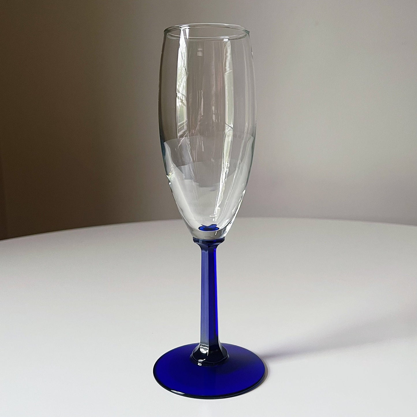 French Cobalt Blue Crystal Champagne Flutes