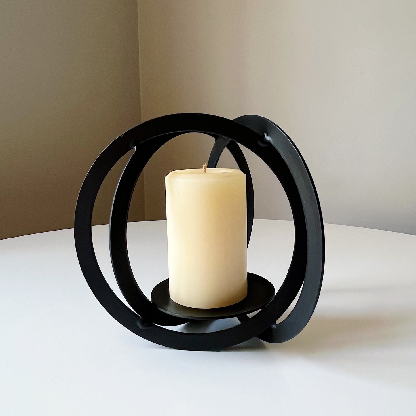 Modernist Wrought Iron Candle Holder Sculpture