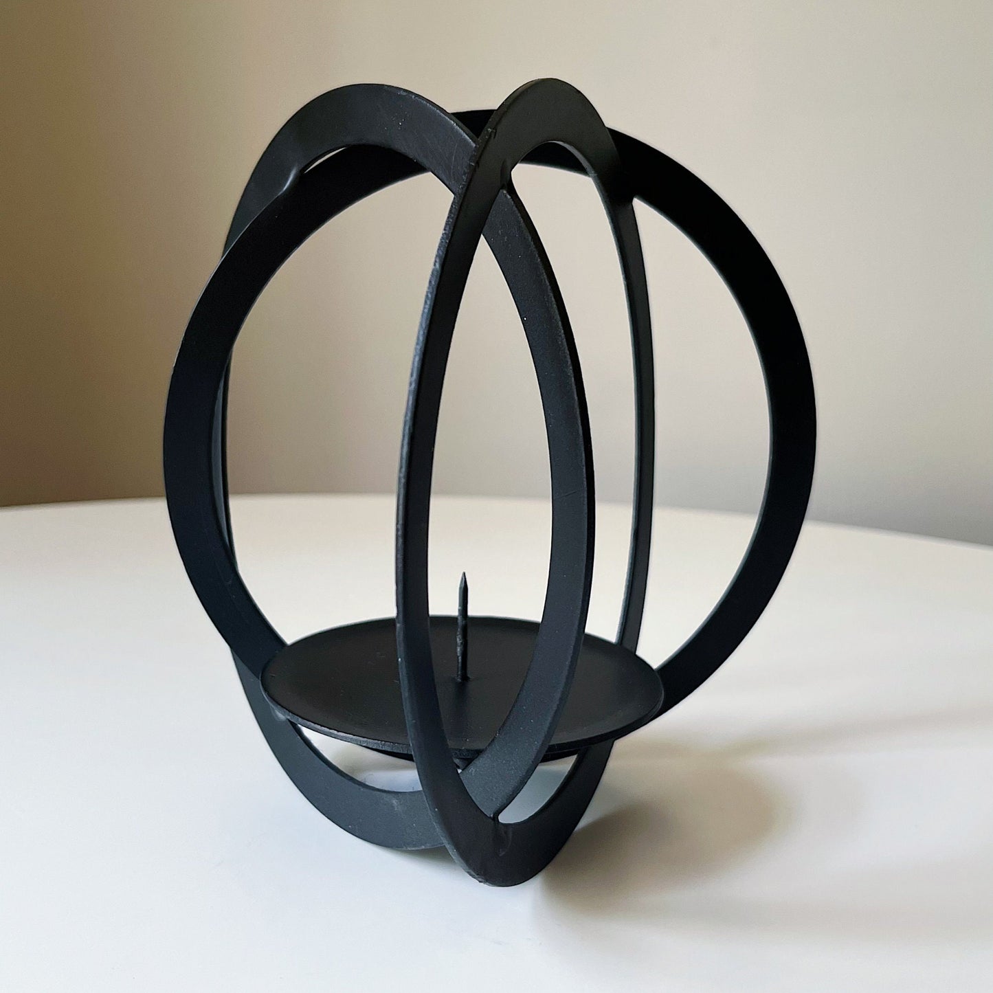 Modernist Wrought Iron Candle Holder Sculpture