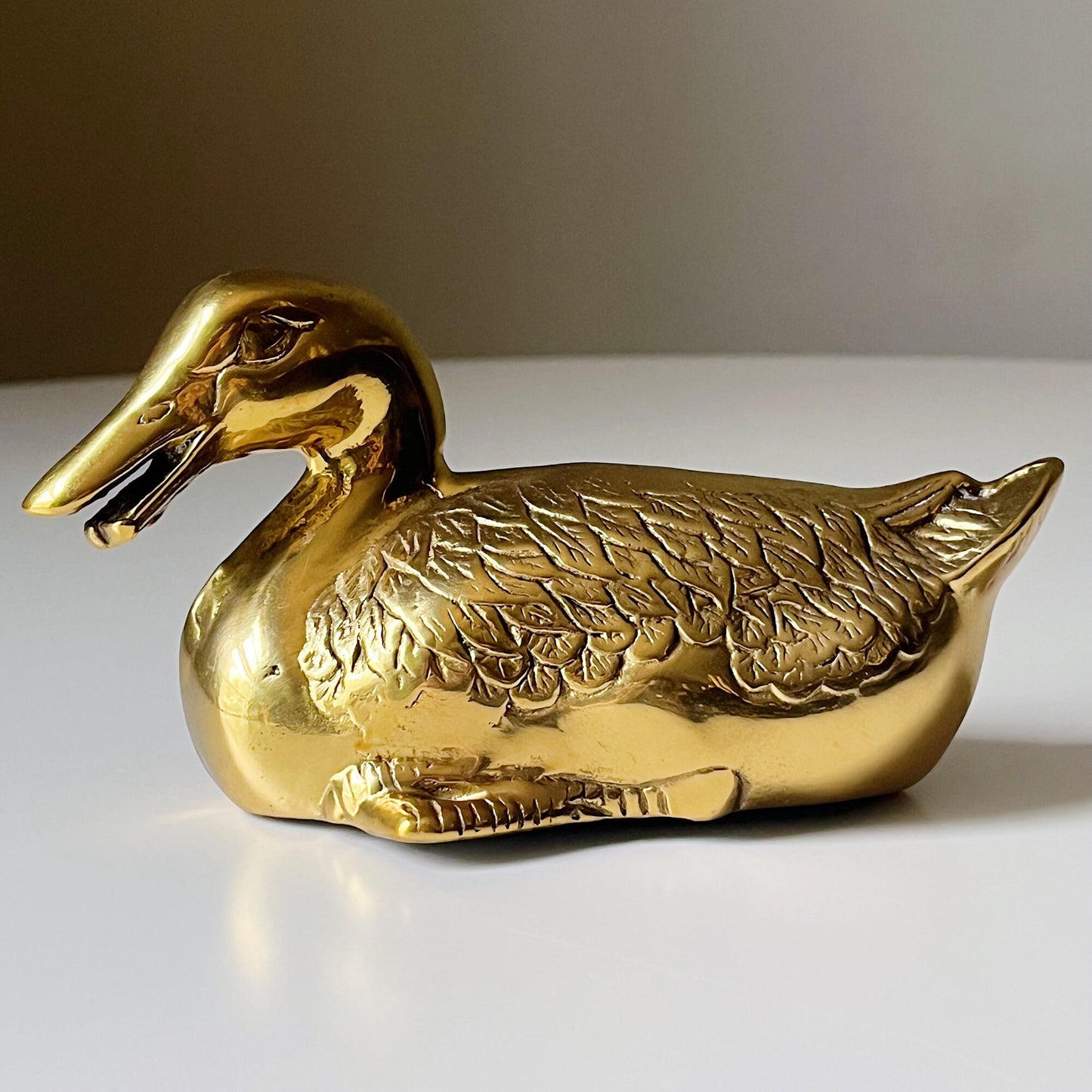 Solid Brass Duck Shaped Sculpture