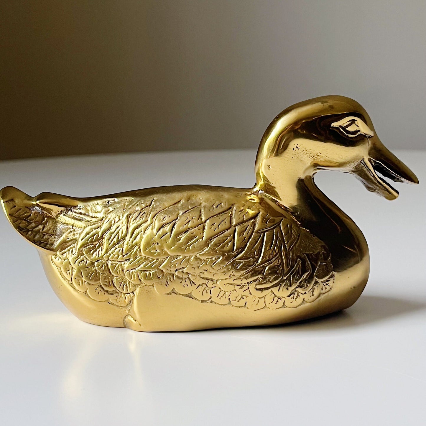 Solid Brass Duck Shaped Sculpture