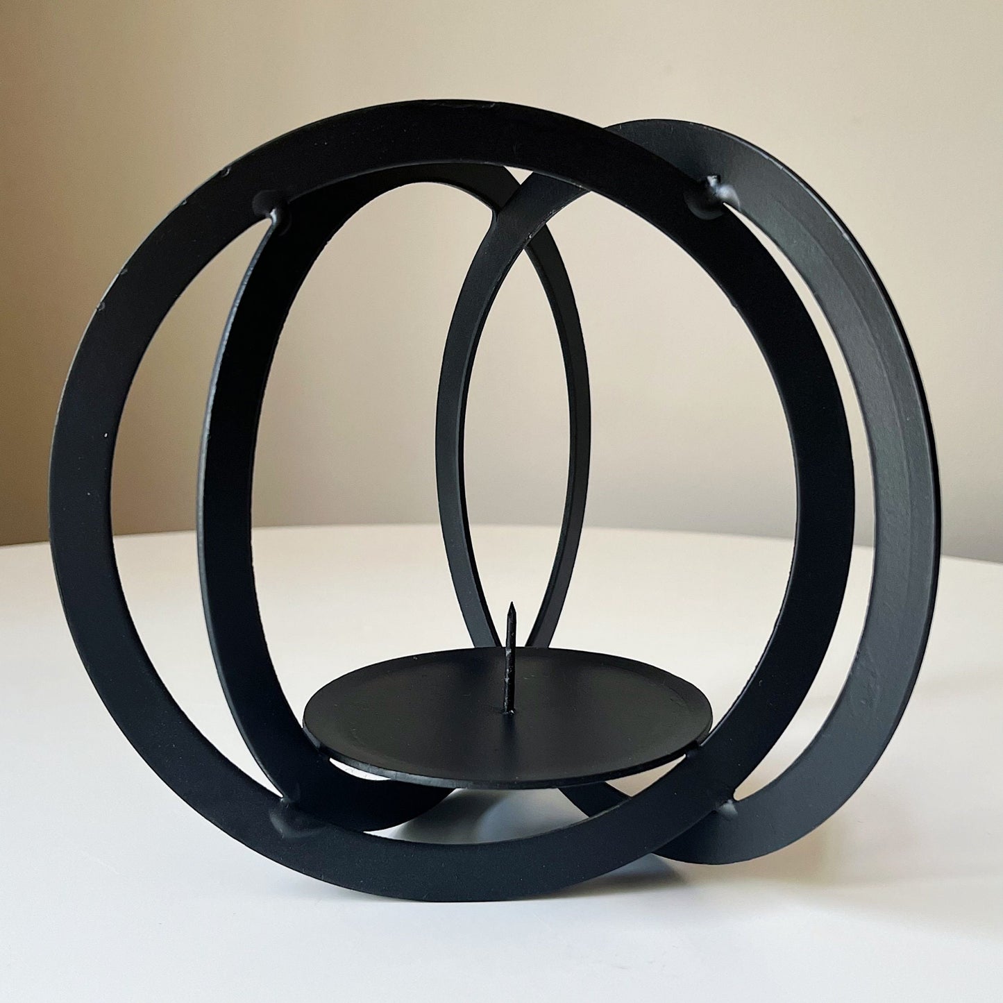 Modernist Wrought Iron Candle Holder Sculpture