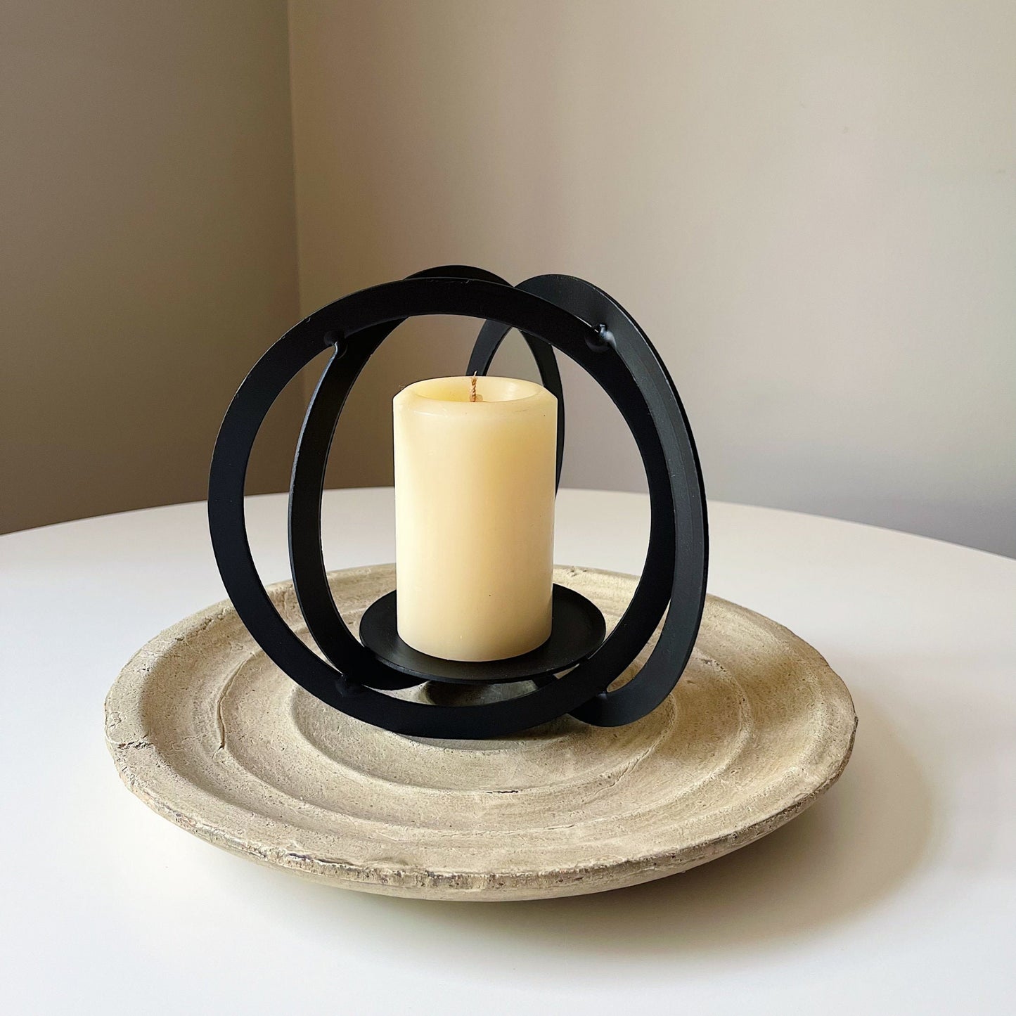 Modernist Wrought Iron Candle Holder Sculpture