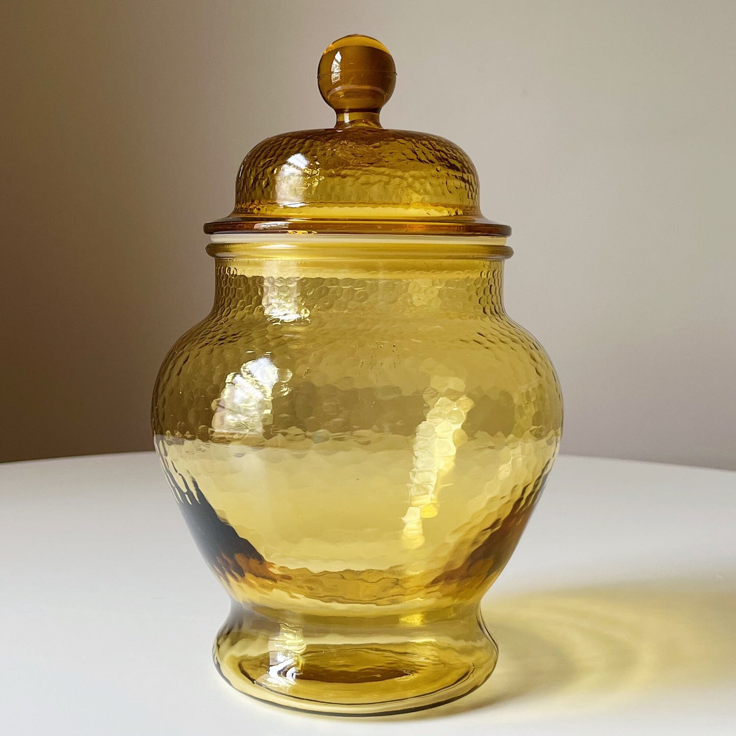 Amber Glass Jar with Pebble Glass Finish by Indiana Glass