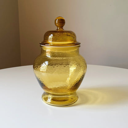 Amber Glass Jar with Pebble Glass Finish by Indiana Glass