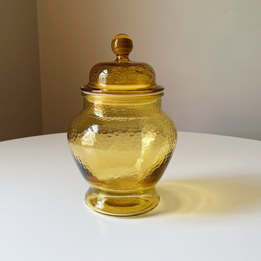 Amber Glass Jar with Pebble Glass Finish by Indiana Glass