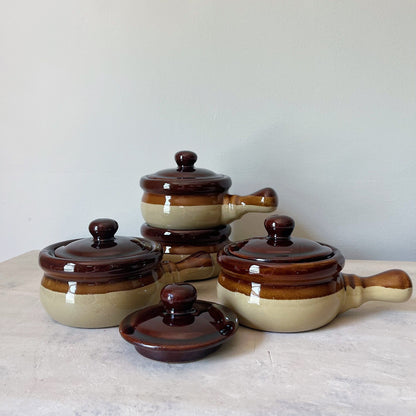 Lidded Soup Crock Brown Glazed Soup Bowls