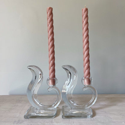 Art Deco Glass Candlestick Holders