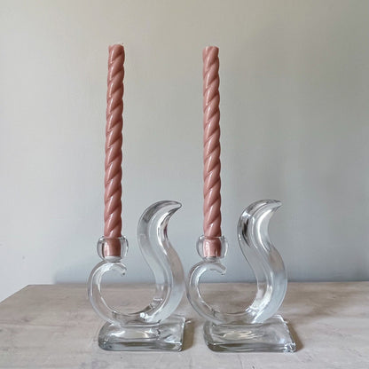 Art Deco Glass Candlestick Holders