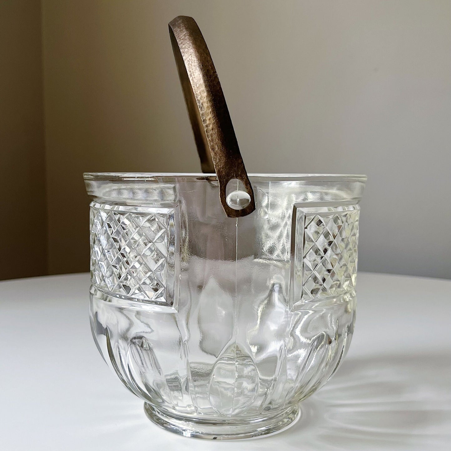 Crystal Ice Bucket with Diamond Pattern