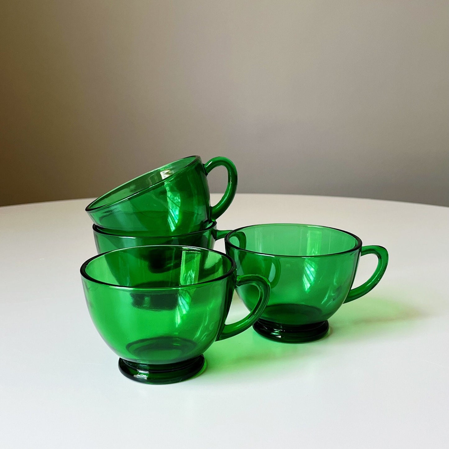 Emerald Green Glass Tea Cups