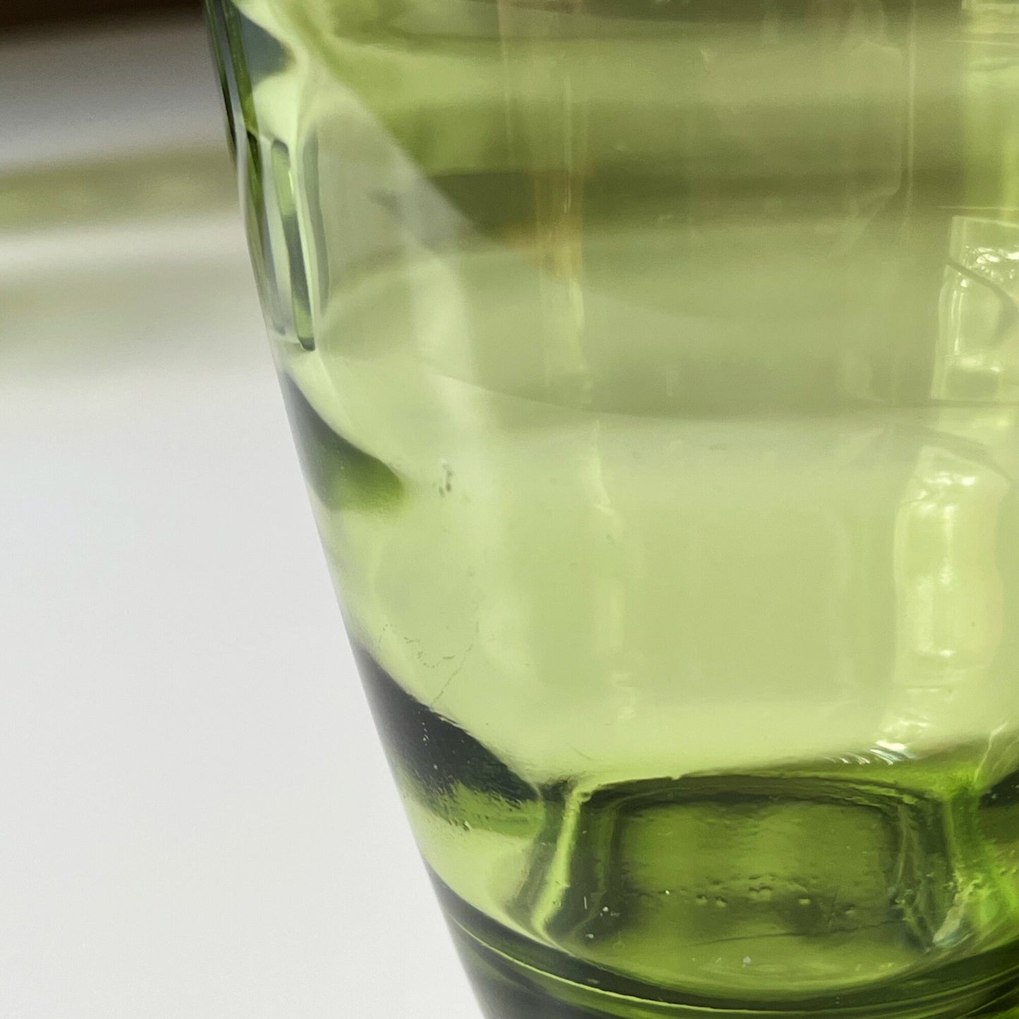 Green Glass Tumblers with Ripple Pattern