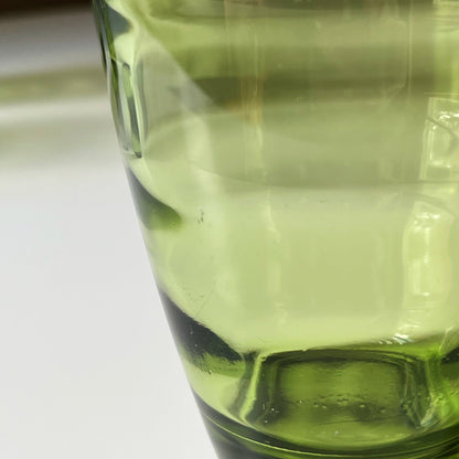 Green Glass Tumblers with Ripple Pattern