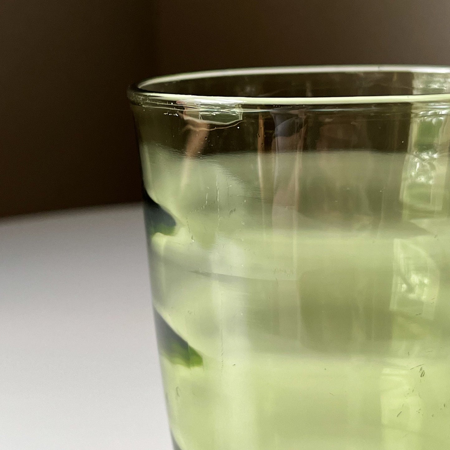 Green Glass Tumblers with Ripple Pattern