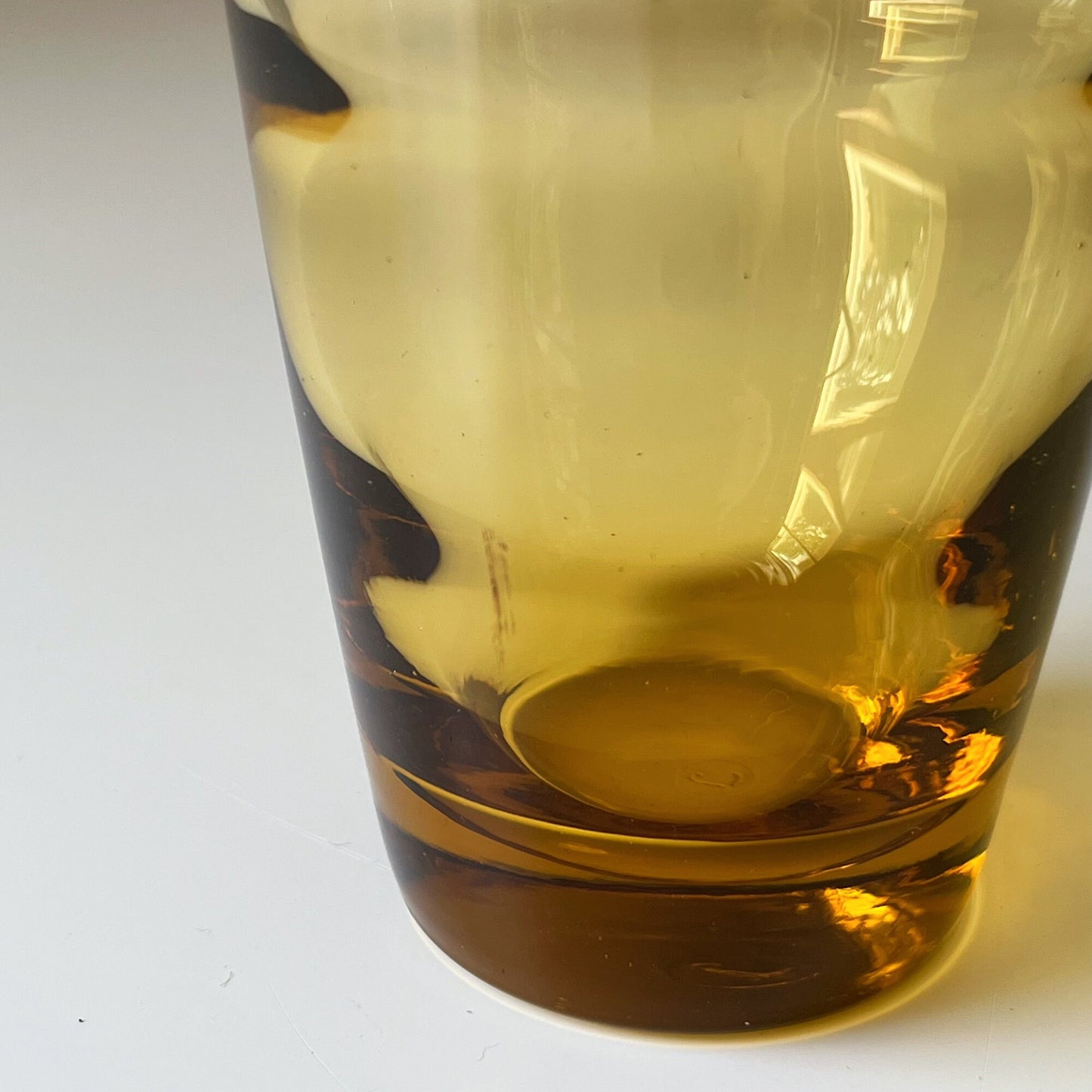 Amber Glass Tumblers with Ripple Pattern