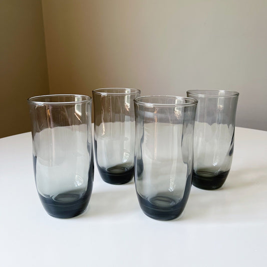 Smokey Gray Glass Highball Tumblers