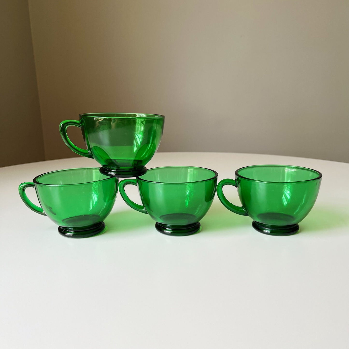 Emerald Green Glass Tea Cups