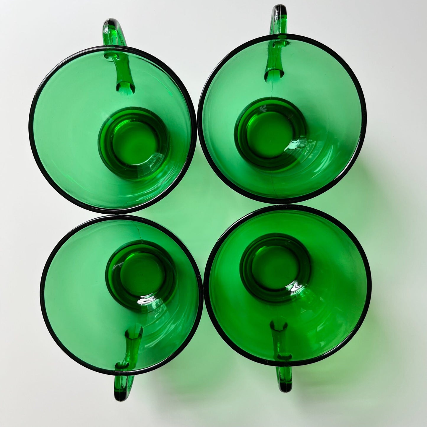 Emerald Green Glass Tea Cups