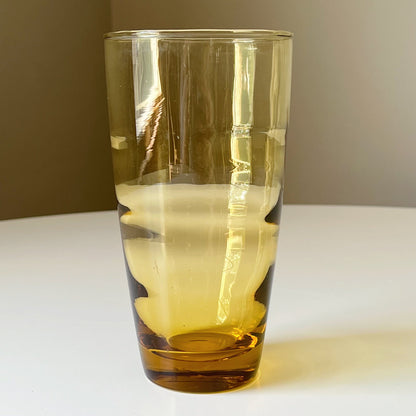 Amber Glass Tumblers with Ripple Pattern