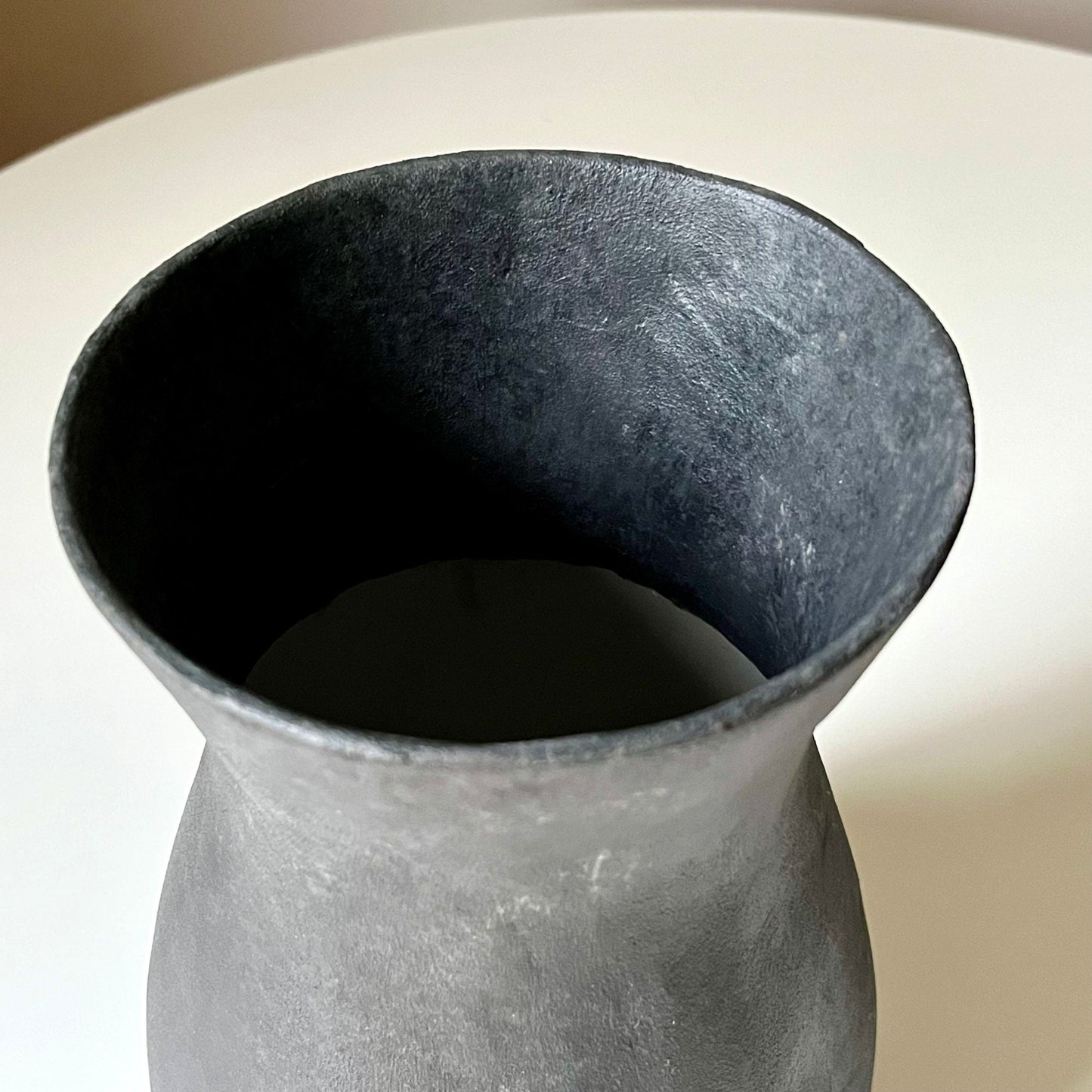 Faux Stone Bulbous Flared Vase