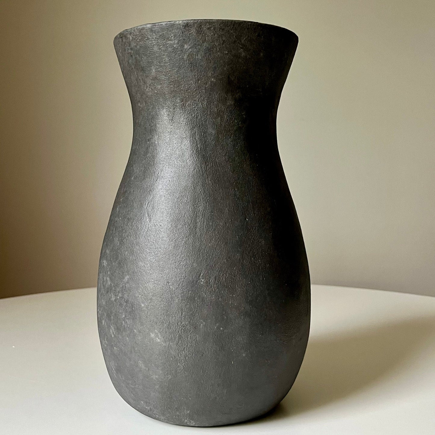 Faux Stone Bulbous Flared Vase