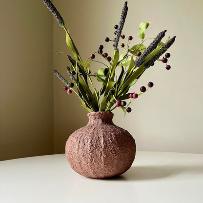 Textured Circular Vase with Pronounced Bottleneck