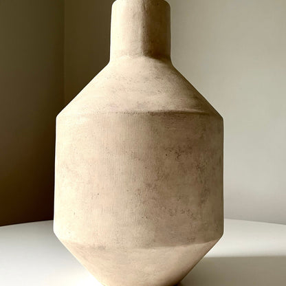 Faux Stone Modernist Vase with Elongated Neck