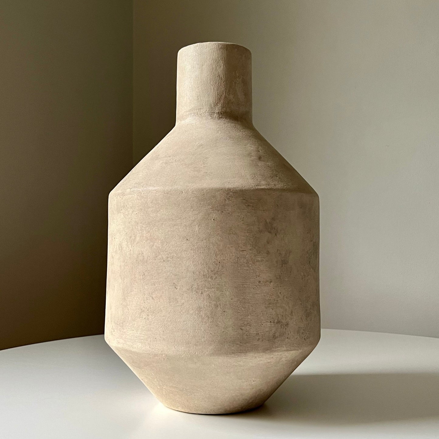 Faux Stone Modernist Vase with Elongated Neck