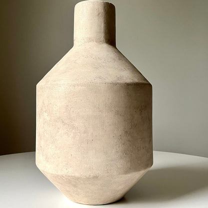 Faux Stone Modernist Vase with Elongated Neck