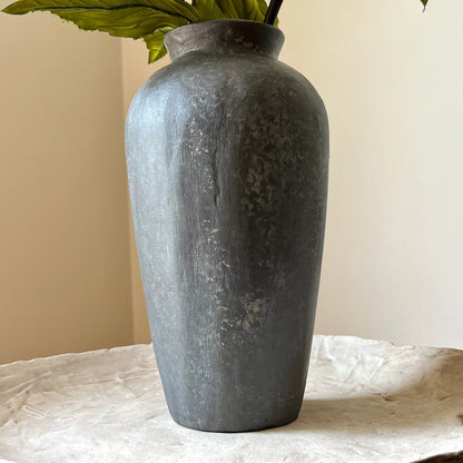 Faux Stone Charcoal Gray Flower Vase