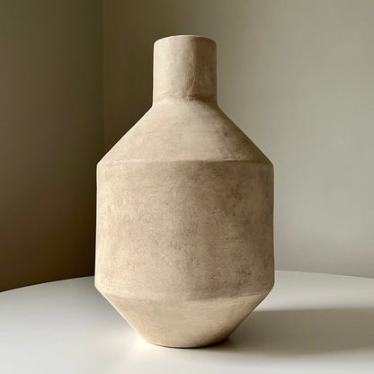 Faux Stone Modernist Vase with Elongated Neck