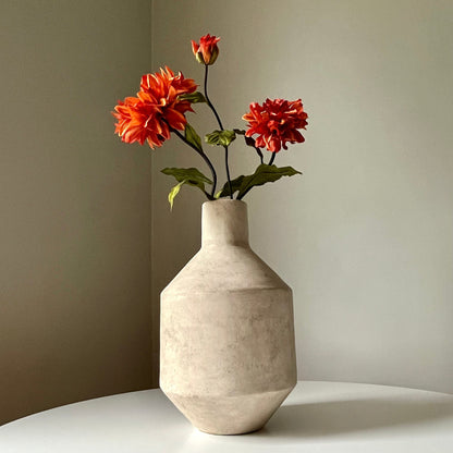 Faux Stone Modernist Vase with Elongated Neck