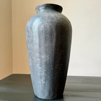 Faux Stone Charcoal Gray Flower Vase