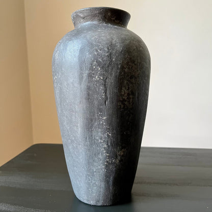 Faux Stone Charcoal Gray Flower Vase