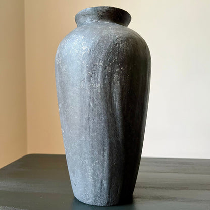 Faux Stone Charcoal Gray Flower Vase