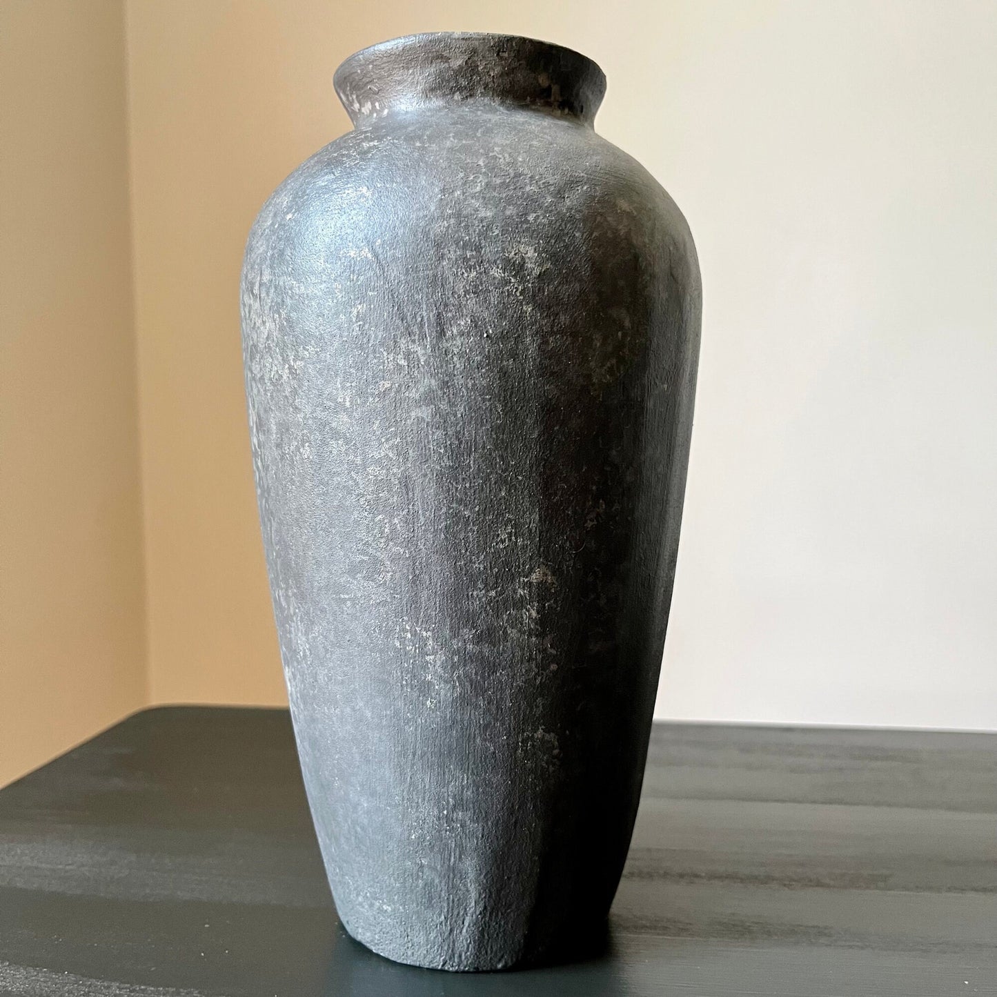 Faux Stone Charcoal Gray Flower Vase