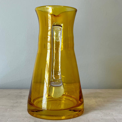 Amber Colored Glass Pitcher with Asymmetric Handle