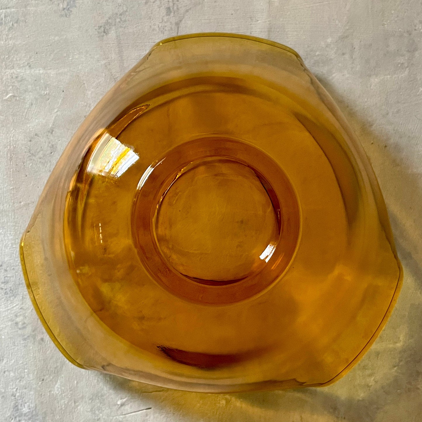 Amber Glass Serving Bowl with Scalloped Rim by Indiana Glass