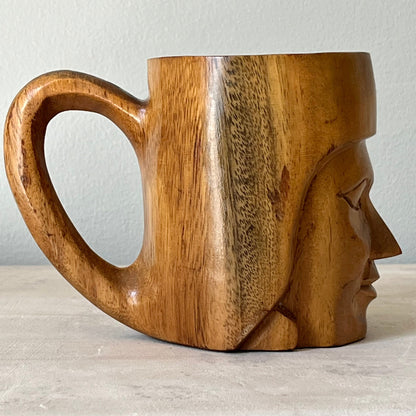 Hand Carved Solid Wood Mug