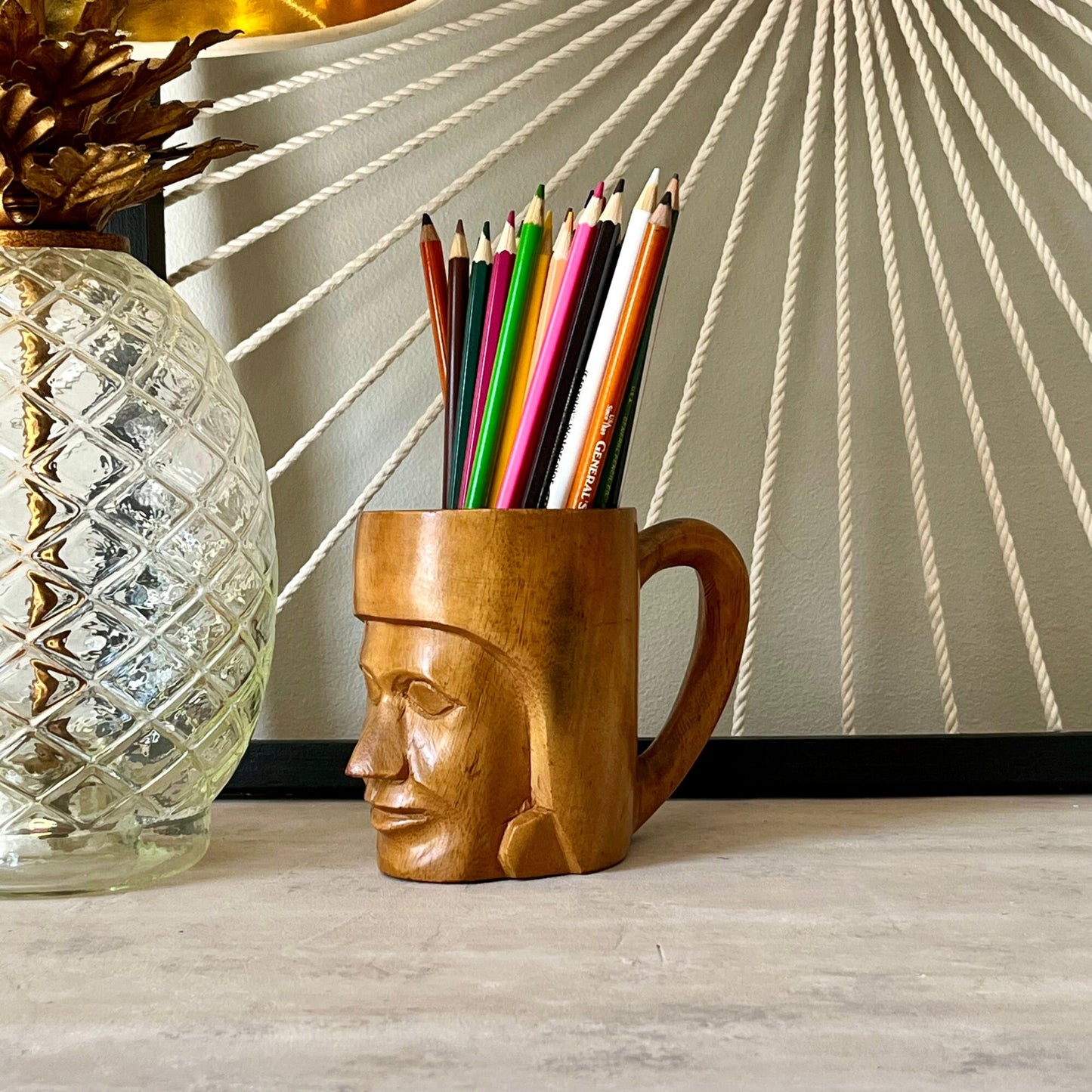 Hand Carved Solid Wood Mug