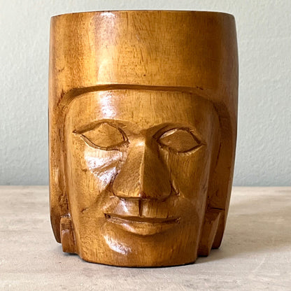 Hand Carved Solid Wood Mug