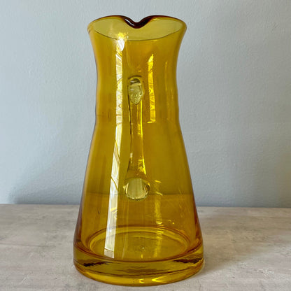 Amber Colored Glass Pitcher with Asymmetric Handle